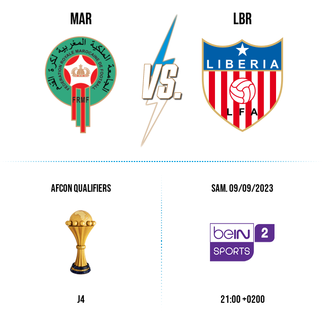 https://om-sup.com/prez/?team_home=MAR&amp;team_away=LBR&amp;tournament=AFCON+qualifiers&amp;round=J4&amp;DD=09&amp;MM=09&amp;YYYY=2023&amp;channel=BeIn+Sports+2&amp;hh=21&amp;mm=00&amp;height=552