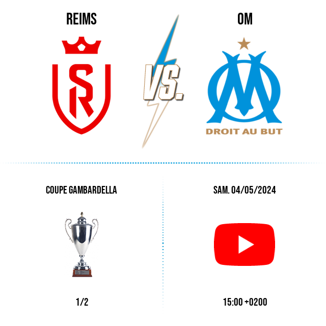https://om-sup.com/prez/?team_home=Reims&amp;team_away=OM&amp;tournament=Coupe+Gambardella&amp;round=1%2F2&amp;DD=04&amp;MM=05&amp;YYYY=2024&amp;channel=YouTube&amp;hh=15&amp;mm=00&amp;height=552